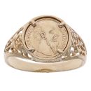 9ct Yellow Gold Mexican Peso St George Coin Ring