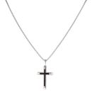 Unique & Co Stainless Steel and Black IP Plated Chain Inlay Cross Pendant and Chain 20"