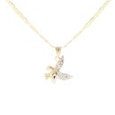 Children's 14ct Yellow And White Gold Eagle Pendant And Chain 18"
