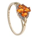 9ct Yellow Gold 0.10ct Diamond and Fire Opal Cluster Ring