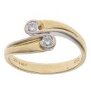 18ct Yellow and White Gold 0.20ct Diamond Two Stone Ring