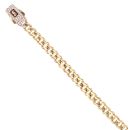 14ct Yellow Gold Monaco Curb Classic Cubic Zirconia Pave Lock Bracelet 7.5"