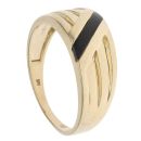 9ct Yellow Gold Patterned Onyx Line Signet Ring