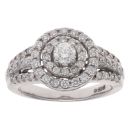 18ct White Gold 0.85ct Brilliant Cut Diamond Cluster Ring