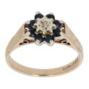9ct Yellow Gold 0.05ct Diamond and Sapphire Cluster Ring