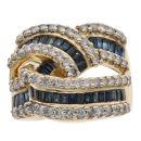 14ct Yellow Gold 1.25ct Brilliant Cut Diamond And Sapphire Cluster Ring