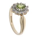 9ct Yellow Gold Cubic Zirconia and Peridot Cluster Ring