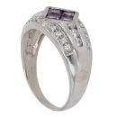 14ct White Gold Amethyst And Cubic Zirconia Cluster Ring