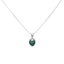 Silver Green Gemstone Heart Drop Pendant and Chain 18" By Icesia