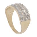9ct Yellow 0.10ct Diamond Three Row Ring