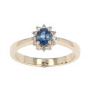 9ct Yellow Gold Diamond And Sapphire Cluster Ring by Anya Belle