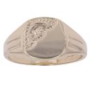 9ct Yellow Gold Half Patterned Shield Signet Ring