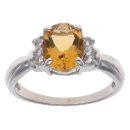9ct White Gold Cubic Zirconia and Citrine Fancy Ring