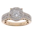 9ct Yellow Gold 1.25ct Diamond Cluster Ring
