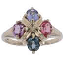 9ct Yellow Gold Multi Gemstone Four Stone Ring