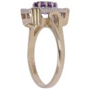 9ct Yellow Gold 0.05ct Diamond and Amethyst Cluster Ring