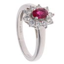 18ct White Gold 0.47ct Brilliant Cut Diamond and Ruby Cluster Ring