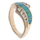 14ct Yellow Gold 0.25ct Brilliant Cut Diamond and Opal Doublet Ring
