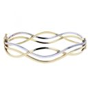 9ct Yellow and White Gold Hinged Wave Bangle