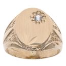 14ct Yellow Gold Cubic Zirconia Signet Ring