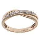 9ct Yellow Gold 0.05ct Brilliant Cut Diamond Crossover Ring