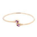 9ct Yellow Gold Amethyst Heart Torque Bangle