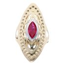 14ct Yellow And White Gold Red Gemstone Patterned Fancy Ring