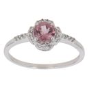 9ct White Gold Pink Spinel and Cubic Zirconia Cluster Ring
