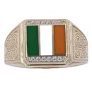 9ct Yellow Gold Cubic Zirconia Irish Flag Signet Ring