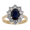 18ct Yellow And White Gold Sapphire And Diamond Cluster