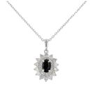 9ct White Gold 0.55cts Diamond And Sapphire Pendant And 18" Chain