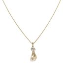 14ct Yellow Gold 0.01ct Diamond And Pearl Hand Pendant And Chain 20"