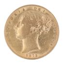 1872 Victoria Young Head UK Full Sovereign Coin