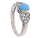 9ct White Gold Blue Opal And Cubic Zirconia Ring