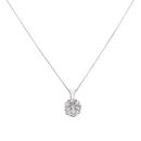9ct White Gold 0.90ct Brilliant Cut Diamond Cluster Pendant and Chain 18"
