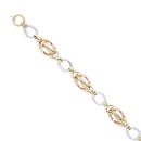 14ct Yellow White and Rose Gold Fancy Bracelet 7.5"