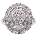 18ct White Gold 2.00ct Brilliant and Baguette Cut Cluster Ring