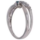 9ct White Gold 0.15ct Blue and White Diamond Crossover Ring