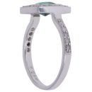 9ct White Gold 0.26ct Diamond and Created Emerald Cluster Ring