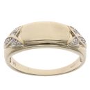 9ct Yellow Gold 0.05ct Diamond Rectangle Signet Ring