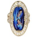 14ct Yellow Gold Our Lady Greek Key Ring