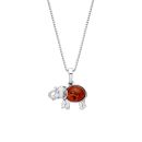 Sterling Silver Baltic Amber Elephant Pendant Necklace