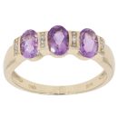 9ct Yellow Gold 0.02ct Diamond And Amethyst Ring