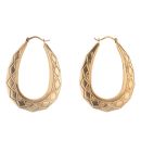 9ct Yellow Gold Patterned Creole Earrings