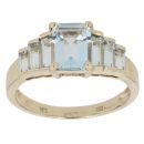 9ct Yellow Gold Aquamarine Seven Stone Eternity Ring