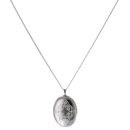 Silver Patterned Oval Locket and Chain 18" By Icesia