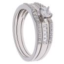 Silver Cubic Zirconia Bridal Set Ring By Icesia