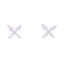 Silver Cubic Zirconia Flower Stud Earrings by Icesia