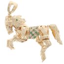 9ct Yellow Gold Multi Gemstone Horse Pendant