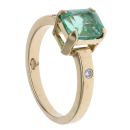 14ct Yellow Gold 0.05ct Diamond and Emerald Single Stone Ring